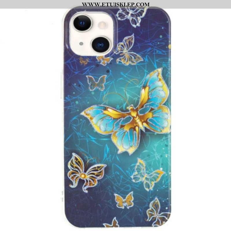 Futerały do iPhone 15 Plus Złote Motyle
